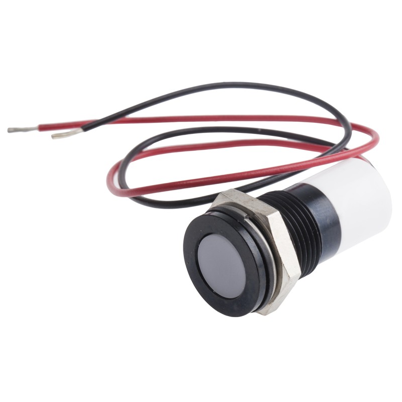 1 pcs - RS PRO White Panel Mount Indicator, 24V dc, 14mm Mounting Hole Size, Lead Wires Termination, IP67