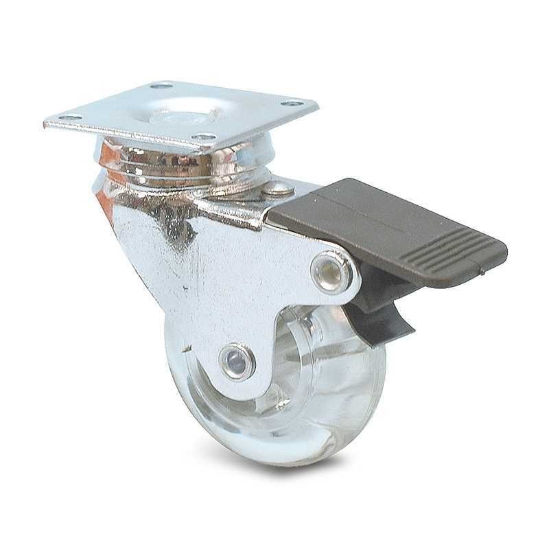 1 pcs - Guitel Hervieu Braked Swivel Castor Wheel, 40kg Capacity, 50mm Wheel