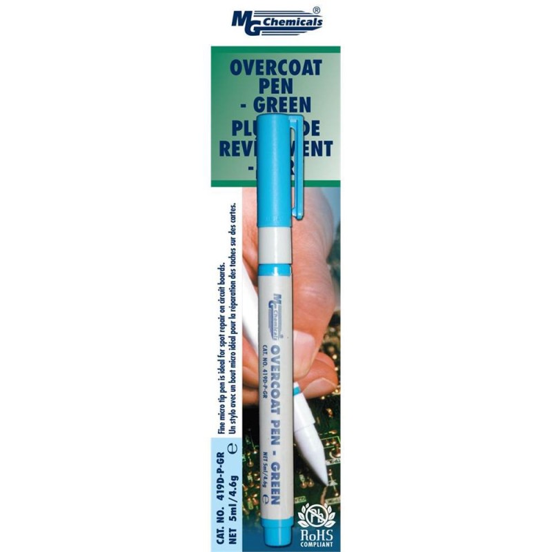 1 pcs - MG Chemical Green Acrylic Conformal Coating, 5 ml Pen, -65°C min, +125°C max