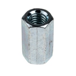 1 Bag of 25 - 18mm Bright Zinc Plated Steel Coupling Nut, M6