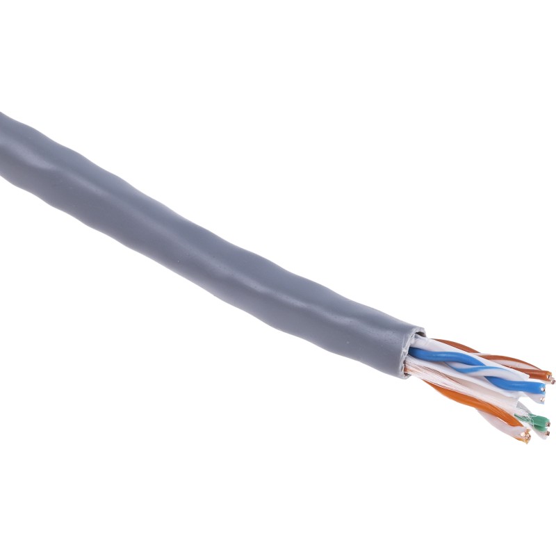 1 Reel of 305 M - RS PRO Cat6 Ethernet Cable, U/UTP, Grey PVC Sheath, 305m