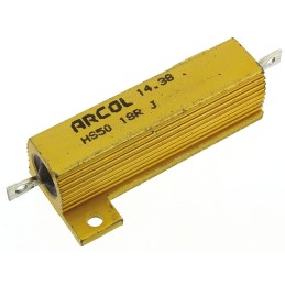 1 pcs - Arcol, 18Ω 50W Wire Wound Chassis Mount Resistor HS50 18R J ±5%