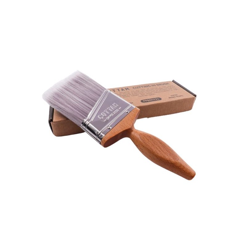 1 pcs - Cottam Thin 63.5mm Synthetic, Angled Paint Brush with Flat Bristles