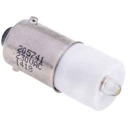 1 pcs - RS PRO White LED Indicator Lamp, 230V ac, BA9s Base, 10mm Diameter, 410mcd