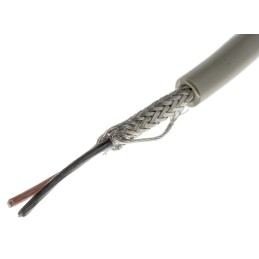 1 Reel of 50 M - Alpha Wire Multicore Data Cable, 0.35 mm², 2 Cores, 22 AWG, Screened, 50m, Grey Sheath
