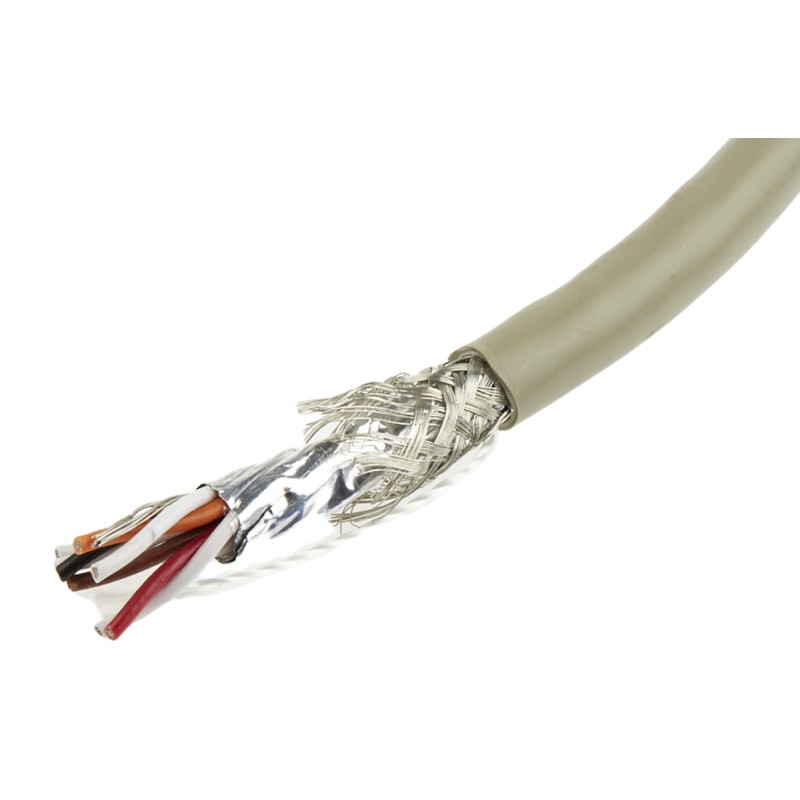 1 Reel of 50 M - Alpha Wire Twisted Pair Data Cable, 4 Pairs, 0.23 mm², 8 Cores, 24 AWG, Screened, 50m, Grey Sheath