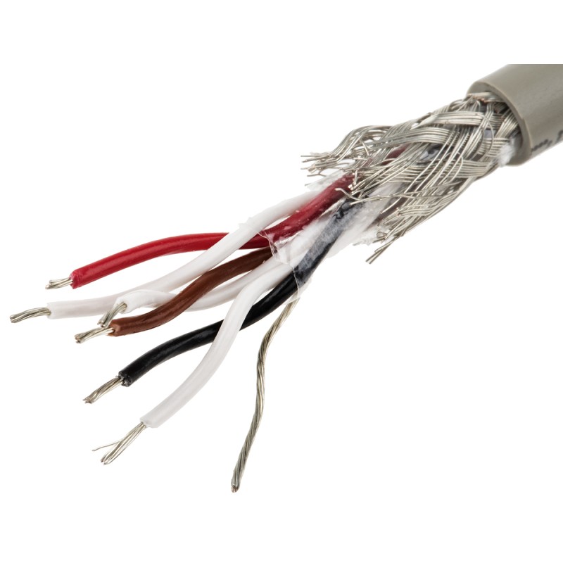 1 Reel of 50 M - Alpha Wire Twisted Pair Data Cable, 3 Pairs, 0.56 mm², 6 Cores, 20 AWG, Screened, 50m, Grey Sheath