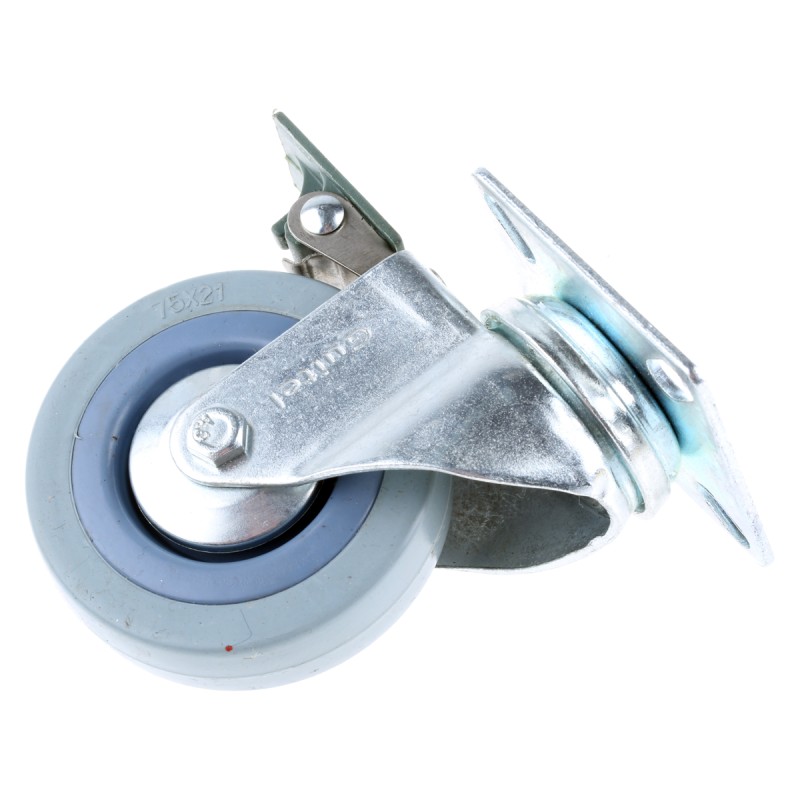 1 pcs - Guitel Hervieu Braked Swivel Castor Wheel, 60kg Capacity, 75mm Wheel