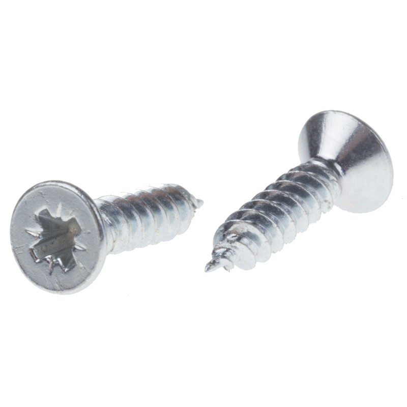 1 Bag of 250 - RS PRO Pozidriv Countersunk Steel Wood Screw Bright Zinc Plated, No. 4 Thread, 1/2in Length