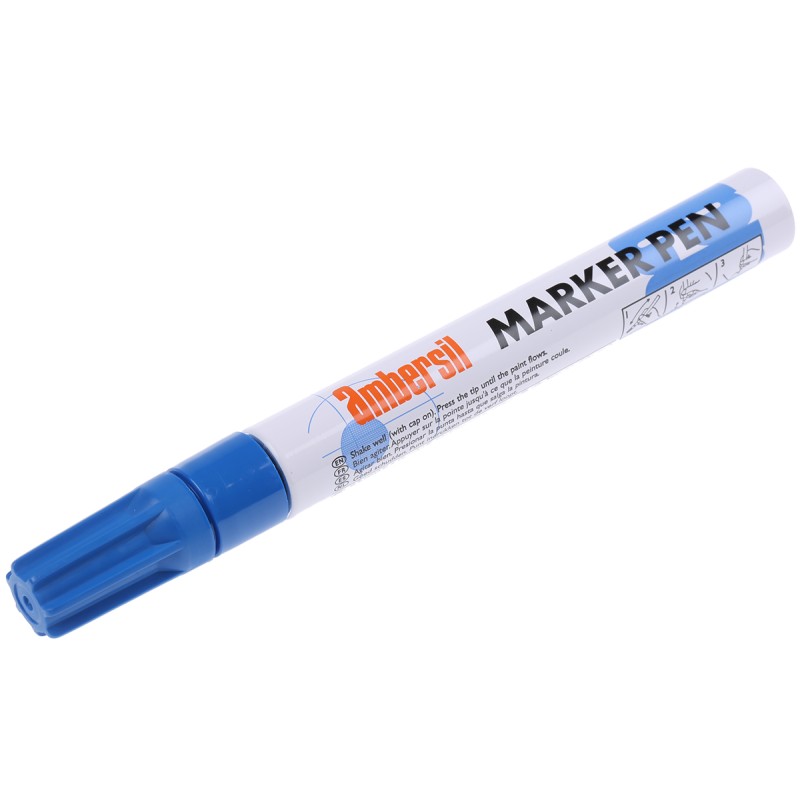 1 pcs - Ambersil Blue 3mm Medium Tip Paint Marker Pen for use with Various Materials