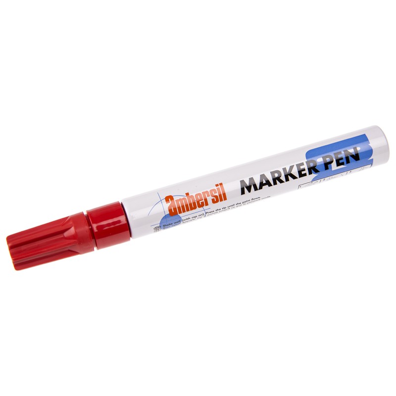 1 pcs - Ambersil Red 3mm Medium Tip Paint Marker Pen for use with Various Materials