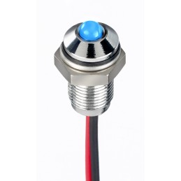 1 pcs - RS PRO Blue Panel Mount Indicator, 10.8 - 13.2V dc, 6mm Mounting Hole Size, Lead Wires Termination, IP67