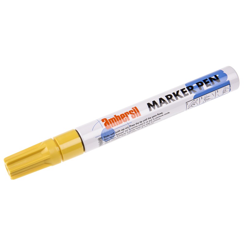 1 pcs - Ambersil Yellow 3mm Medium Tip Paint Marker Pen for use with Various Materials