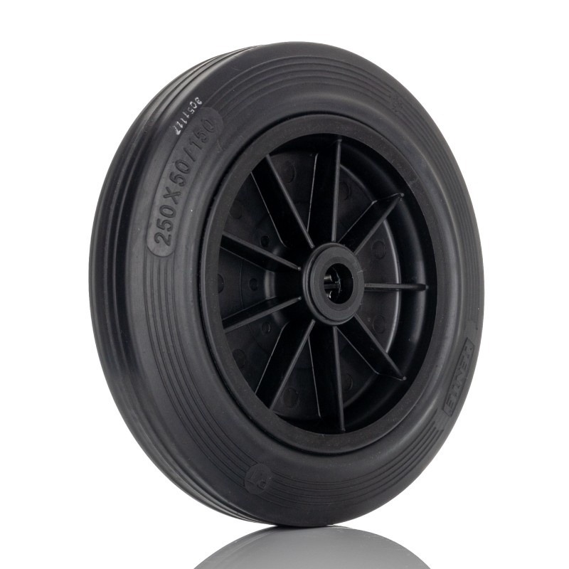 1 pcs - Tente Black Rubber Ageing Resistant Trolley Wheel, 250kg