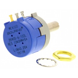 1 pcs - Bourns 10kΩ Rotary Potentiometer 1-Gang Panel Mount, 3590S-6-103L