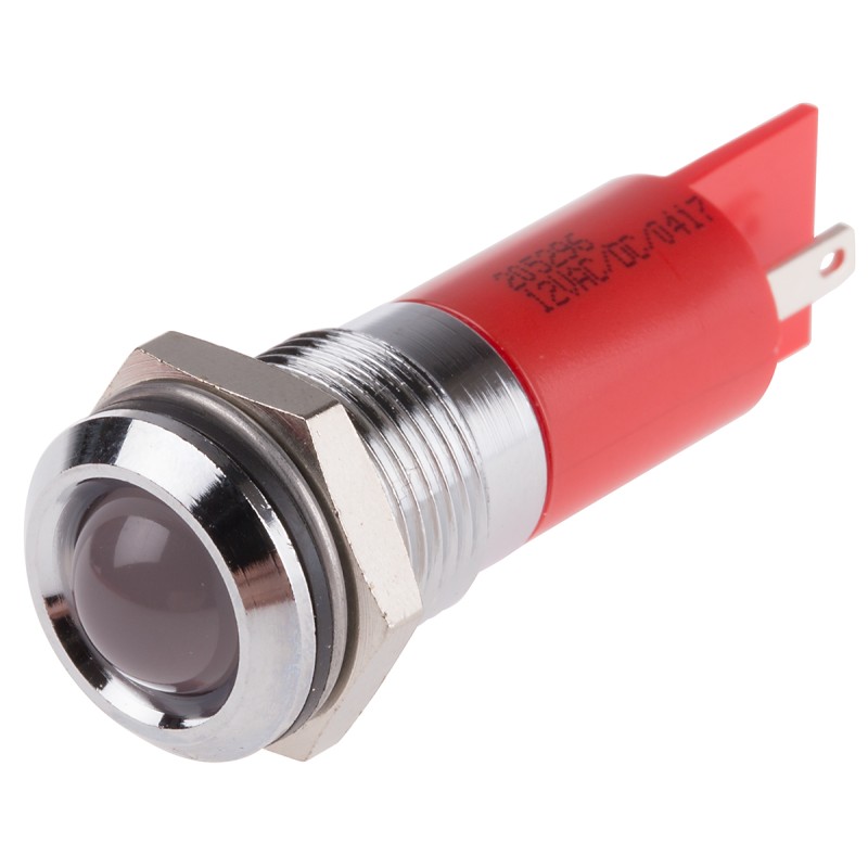 1 pcs - RS PRO Red Panel Mount Indicator, 14mm Mounting Hole Size, Solder Tab Termination, IP67