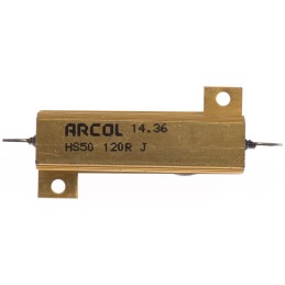 1 pcs - Arcol, 120Ω 50W Wire Wound Chassis Mount Resistor HS50 120R J ±5%