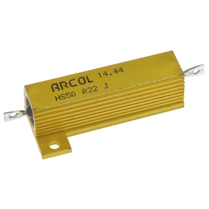 1 pcs - Arcol, 220mΩ 50W Wire Wound Chassis Mount Resistor HS50 R22 J ±5%