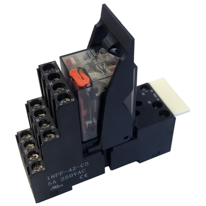 1 pcs - Hongfa Europe GMBH 4RM Series Interface Relay, DIN Rail Mount, 110V ac Coil, 4PDT, 4-Pole, 5A Load