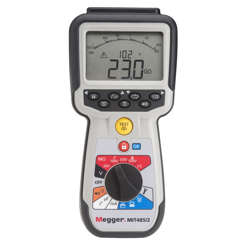1 pcs - Megger MIT485 Insulation Tester, 50V Min, 500V Max, 200GΩ Max, CAT IV - RS Calibration