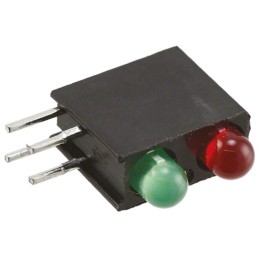 1 pcs - Dialight 553-0212-200F, Green & Red Right Angle PCB LED Indicator, 2 LEDs, Through Hole 2.2 V