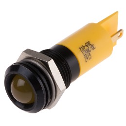 1 pcs - RS PRO Yellow Panel Mount Indicator, 12V, 14mm Mounting Hole Size, IP67