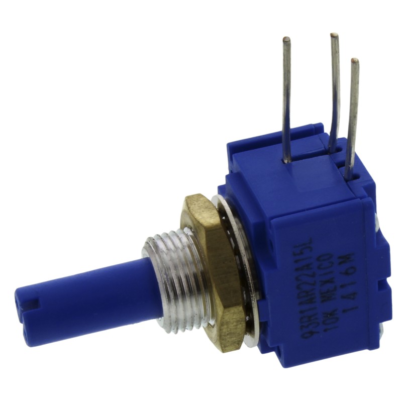 1 pcs - Bourns 10kΩ Rotary Potentiometer 1-Gang, Panel Mount (Through Hole), 93R1A-R22-A15L
