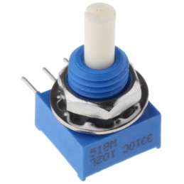 1 pcs - Bourns 3310C Series Conductive Plastic Potentiometer with a 3.17 mm Dia. Shaft, 1kΩ, ±20%, 0.25W, ±1000ppm/°C