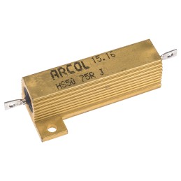 1 pcs - Arcol, 75Ω 50W Wire Wound Chassis Mount Resistor HS50 75R J ±5%