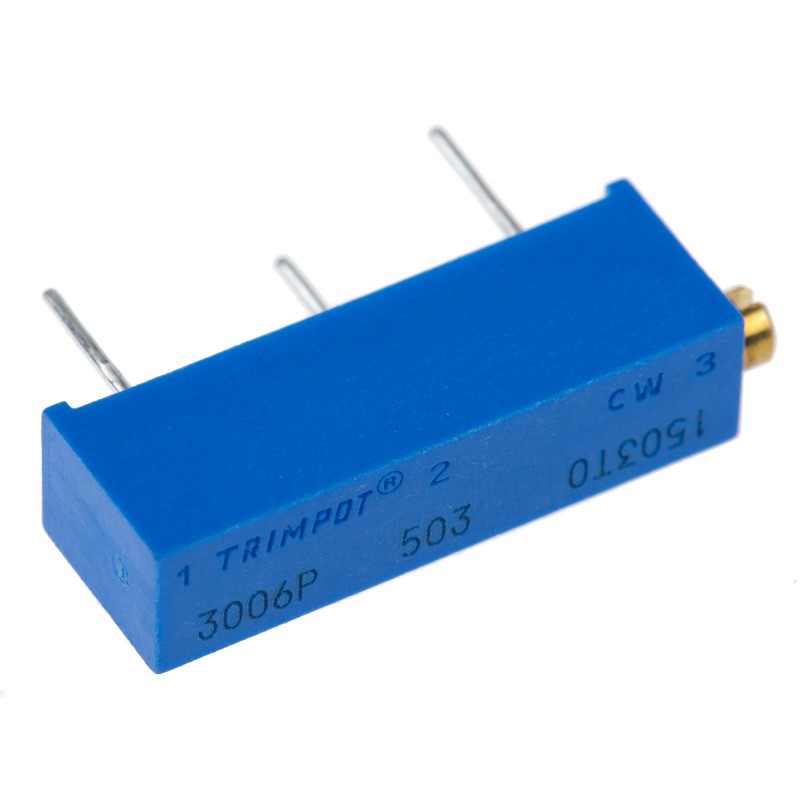 1 pcs - 50kΩ, Through Hole Trimmer Potentiometer 0.75W Side Adjust Bourns, 3006