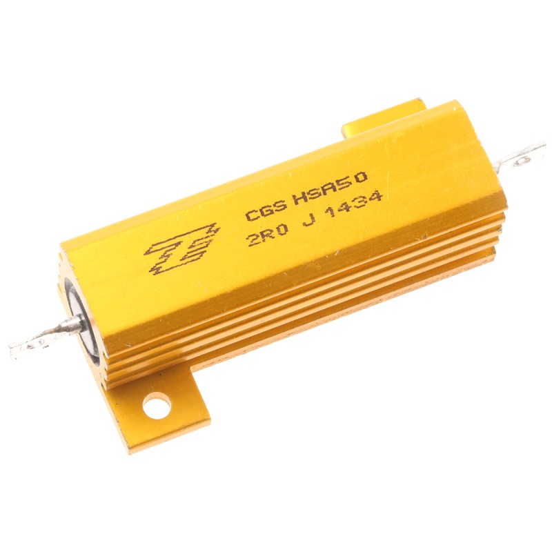 1 pcs - TE Connectivity, 2Ω 50W Wire Wound Chassis Mount Resistor HSA502R0J ±5%