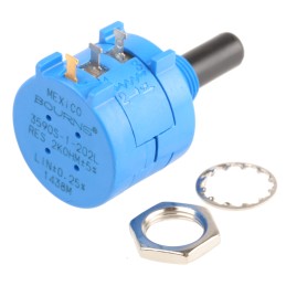 1 pcs - Bourns 2kΩ Rotary Potentiometer 10-Turns 1-Gang Panel Mount, 3590S-1-202L