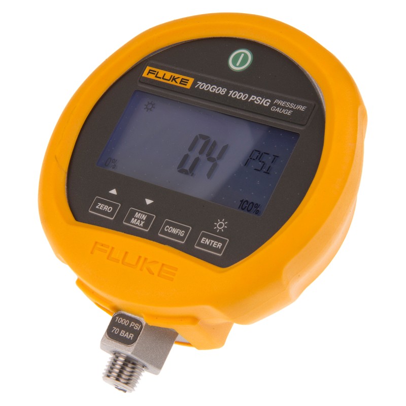 1 pcs - Fluke G 1/4 Digital Pressure Gauge 69bar Bottom Entry, Fluke-700G08, RS232, -0.97bar min.