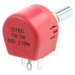 1 pcs - TE Connectivity 50Ω Rotary Potentiometer 1-Gang Panel Mount, TW1500KA