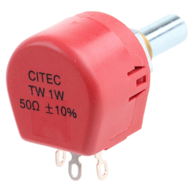 1 pcs - TE Connectivity 50Ω Rotary Potentiometer 1-Gang Panel Mount, TW1500KA