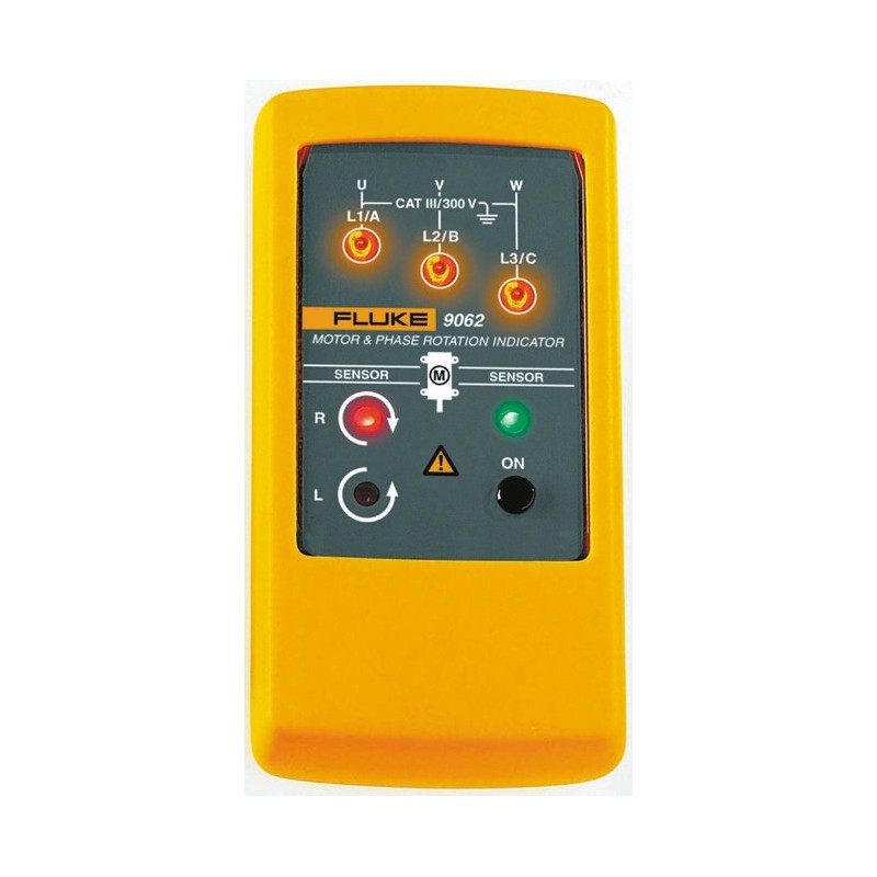 1 pcs - Fluke 9062 Phase Rotation Tester, CAT III 300 V, 400Hz Max, 400V ac Max with RS Calibration