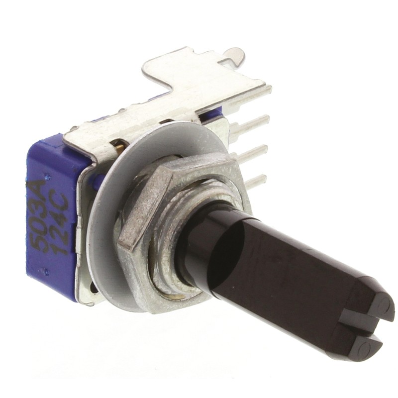 1 pcs - Alps Alpine 50kΩ Rotary Carbon Film Potentiometer, Panel Mount (Through Hole), RK11K1120ABF