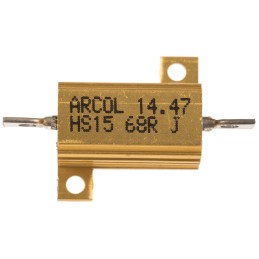 1 pcs - Arcol, 68Ω 15W Wire Wound Chassis Mount Resistor HS15 68R J ±5%