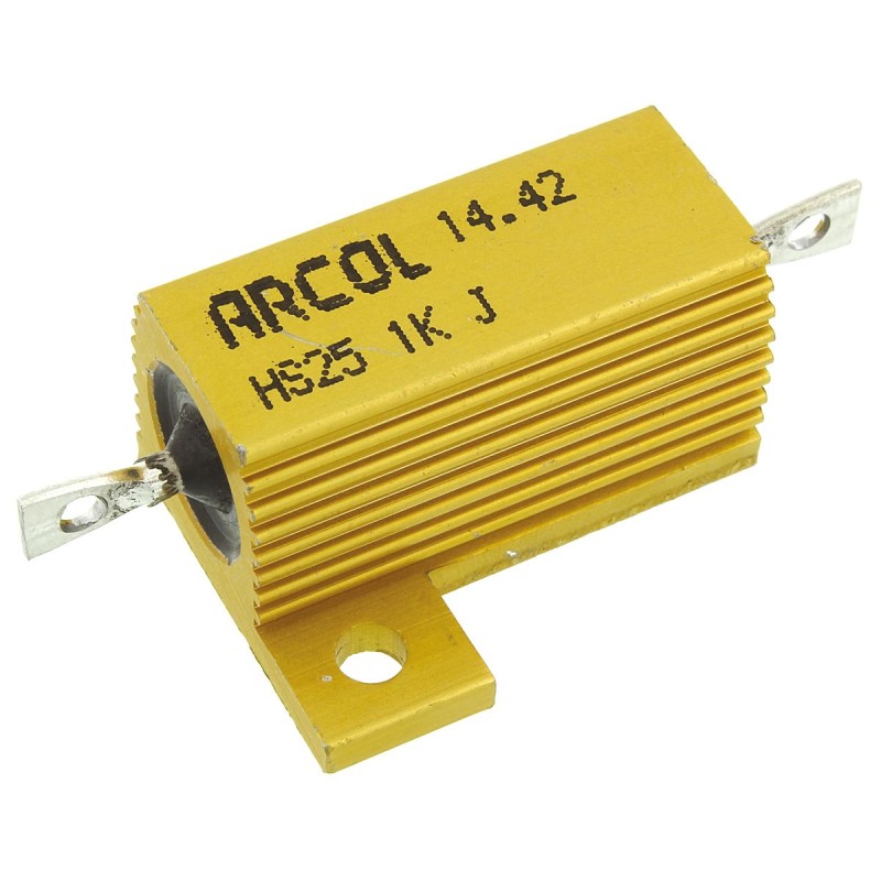 1 pcs - Arcol, 1kΩ 25W Wire Wound Chassis Mount Resistor HS25 1K J ±5%