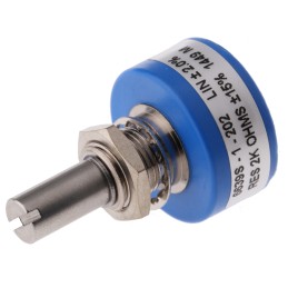 1 pcs - Bourns 2kΩ Rotary Potentiometer Continuous-Turns 1-Gang Panel Mount, 6639S-1-202