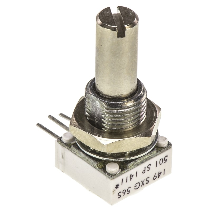 1 pcs - Vishay 500Ω Rotary Potentiometer 1-Gang, Panel Mount (Through Hole), 14910F0GJSX10501KA