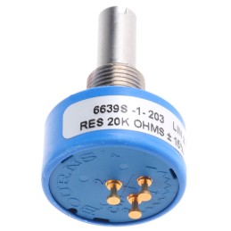 1 pcs - Bourns 20kΩ Rotary Potentiometer Continuous-Turns 1-Gang Panel Mount, 6639S-1-203