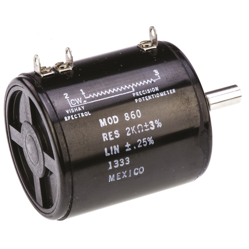 1 pcs - Vishay 2kΩ Rotary Potentiometer 10-Turns 1-Gang Panel Mount, 860B1202