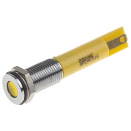 1 pcs - RS PRO Yellow Panel Mount Indicator, 110V ac, 8mm Mounting Hole Size, Faston, Solder Lug Termination, IP67