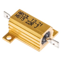 1 pcs - Arcol, 22Ω 15W Wire Wound Chassis Mount Resistor HS15 22R J ±5%