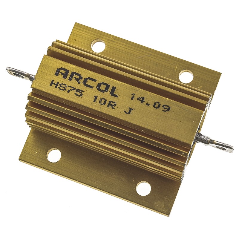 1 pcs - Arcol, 10Ω 75W Wire Wound Chassis Mount Resistor HS75 10R J ±5%