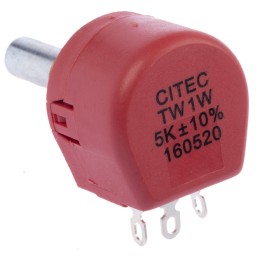1 pcs - TE Connectivity 5kΩ Rotary Potentiometer 1-Gang Panel Mount, TW1502KA