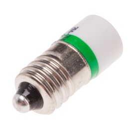 1 pcs - RS PRO Green LED Indicator Lamp, 24V ac/dc, E10 Base, 10mm Diameter, 1610mcd