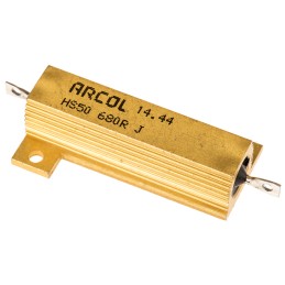 1 pcs - Arcol, 680Ω 50W Wire Wound Chassis Mount Resistor HS50 680R J ±5%