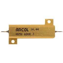 1 pcs - Arcol, 680Ω 50W Wire Wound Chassis Mount Resistor HS50 680R J ±5%